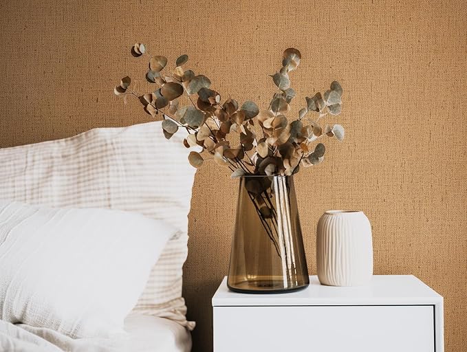Brown Contact Paper Textured Beige Grasscloth Wallpaper Peel and Stick