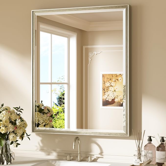 Keonjinn 30" x 36" Brushed Nickel Bathroom Mirrors