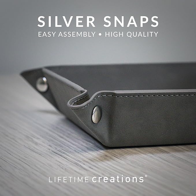Lifetime Creations Monogrammed Valet Tray (Black) - Personalized Vegan Leather Catchall, Change Tray, Groomsmen Gift, Desk Dresser Organizer