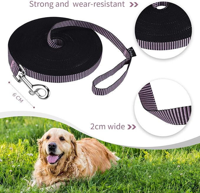 Hi Kiss Dog/Puppy Obedience Recall Training Agility Lead - 15ft 20ft 30ft 50ft 100ft Training Leash - Great for Training, Play, Camping, or Backyard(100ft,BL+PK)