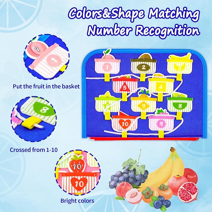 Busy Board, Ocean Toddler Busy Book Montessori Toys for 1 2 3 4 Year Old, Sensory Board Learning Activities Fine Motor Skills, Christmas Birthday Gifts for Girls Boys, Travel Toys for Airplane Car