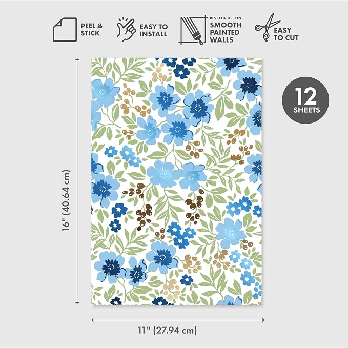 Main Street Peel and Stick Wallpaper Eco-Friendly Sheets 12 Pack, 11 X 16 Inch