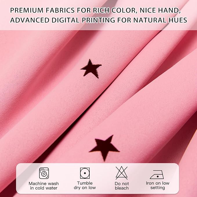 XiDi Pink Curtains for Bedroom Decor, Girls Room Blackout Curtains, Kids Room