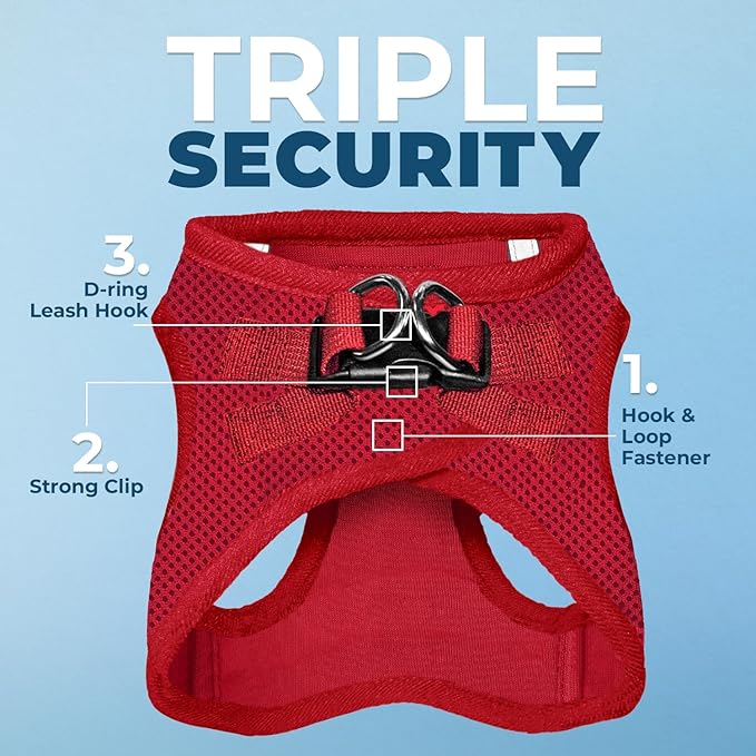 Best Pet Supplies Voyager Step-in Air Harness - All Weather Mesh, Reflective, No Pull Harness for Dogs, Cats - Secure with Hook & Loop Fastener, Buckle, Double D-Rings - Red, XXXS