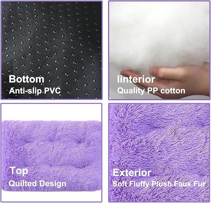 Dog Crate Mat, Dog Bed for Large Dogs, Comfy Fluffy Kennel Pad Anti-Slip for Dog beds & Furniture, Quilted Dog Bed for Pets for Medium/Small Dogs Cats (Color : Purple, Size : 36x25)