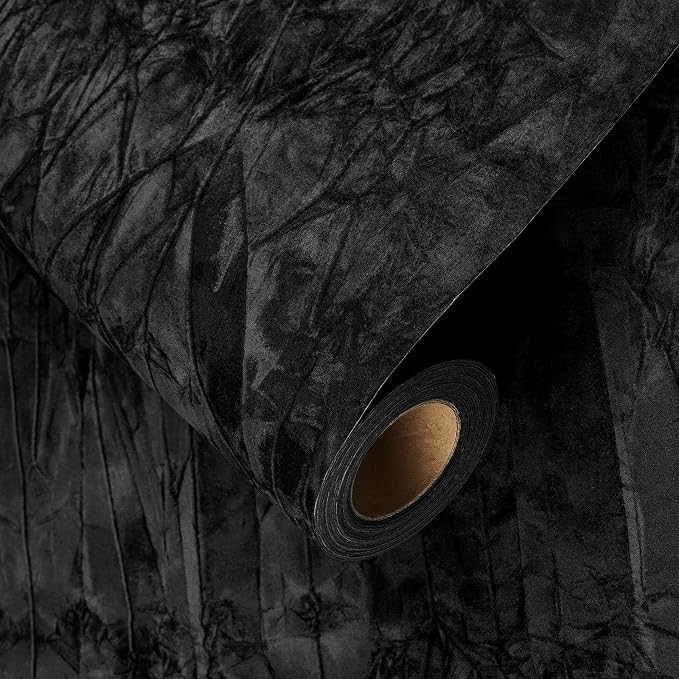 YENHOME 30"X118" Vintage Black Peel and Stick Wallpaper Textured Wallpaper