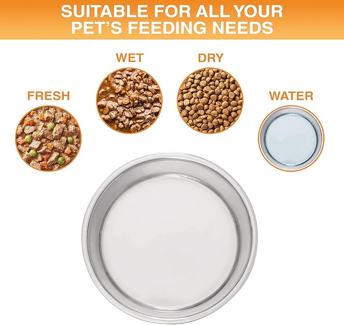 Neater Pet Brands Stainless Steel Dog Bowls with Non-Slip Rubber Bottom – Set of 2, 6 Cup (48 oz), Tan - Heavy Duty Metal Dog Bowl, Dishwasher Safe, Food or Water Bowl, Ideal for Large Dogs
