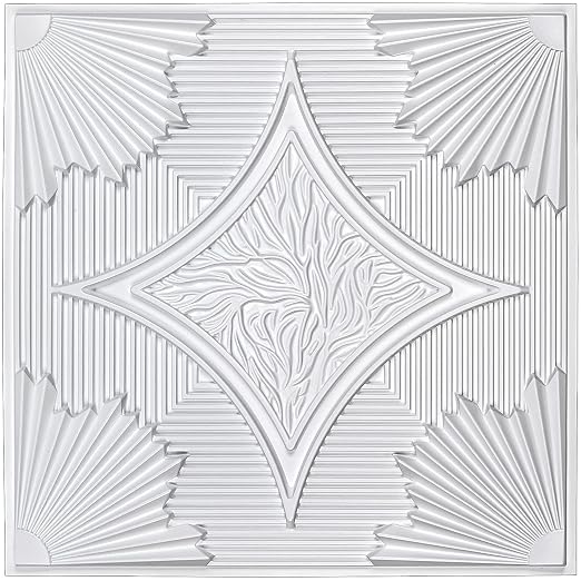 Art3d Drop Ceiling Tiles 24x24 in White, 3D Wainscoting Panels Glue Up 2x2