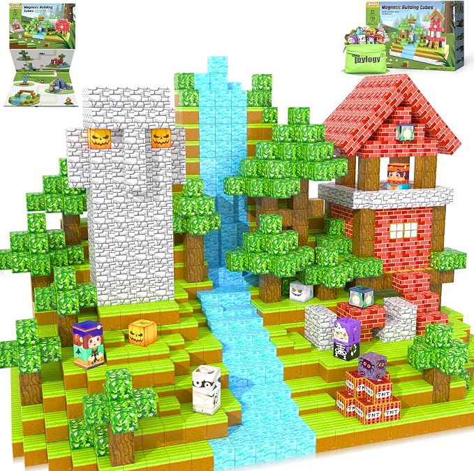 150PCS Large Magnetic Blocks - Build Mine Magnet World Forest Tiles, Magnet Kids Games Classroom Must Haves Toddlers Magnetic Toys for Boys & Girls 3-5 6-8, STEM Montessori Sensory Ourdoor Toys Gift