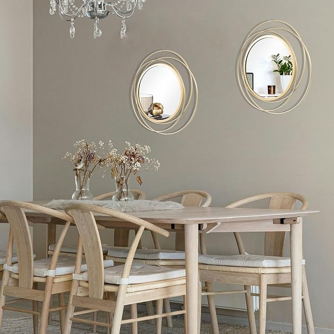 2 Set. Circle Mirrors for Wall Decor for Living Room Bedroom Bathroom Entryway