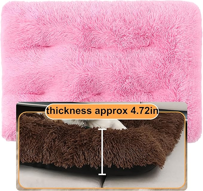 Dog Crate Mat, Dog Bed for Large Dogs, Comfy Fluffy Kennel Pad Anti-Slip for Dog beds & Furniture, Quilted Dog Bed for Pets for Medium/Small Dogs Cats (Color : Pink 3, Size : 16.9x11)