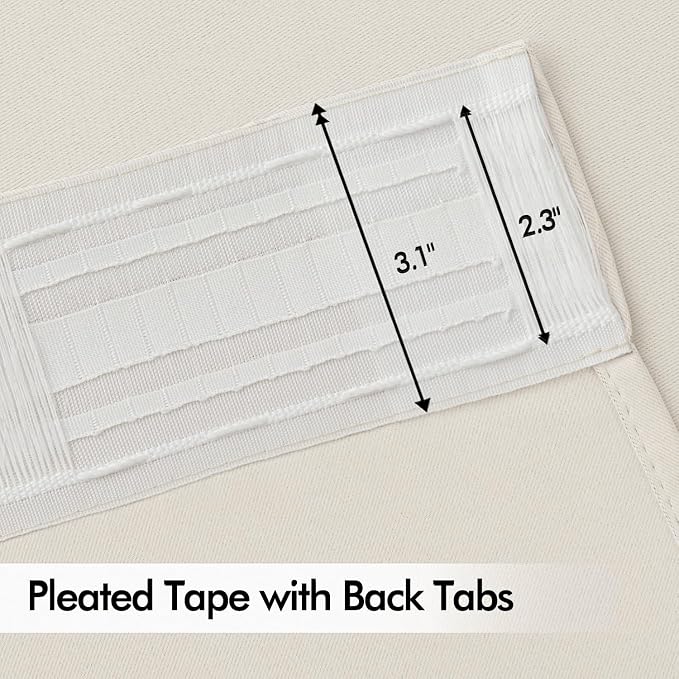 MIULEE Ivory Back Tab Blackout Curtains 63 Inch Length 2 Panels Set