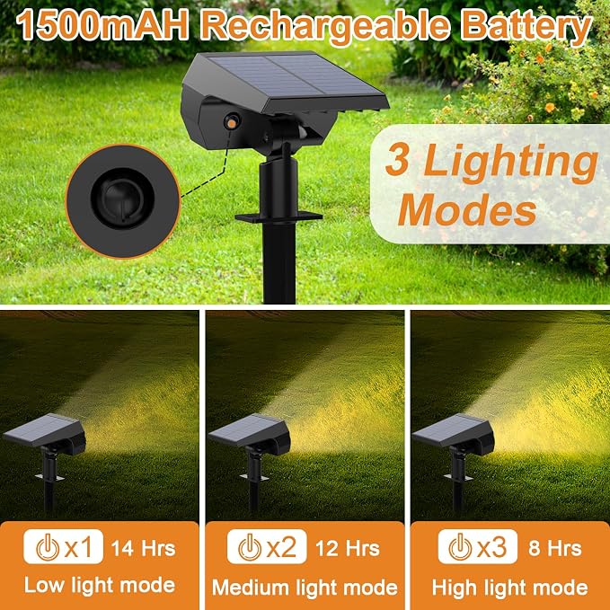 WELALO Solar Spot Lights Outdoor, Solar Landscape Spotlights, Solar Powered