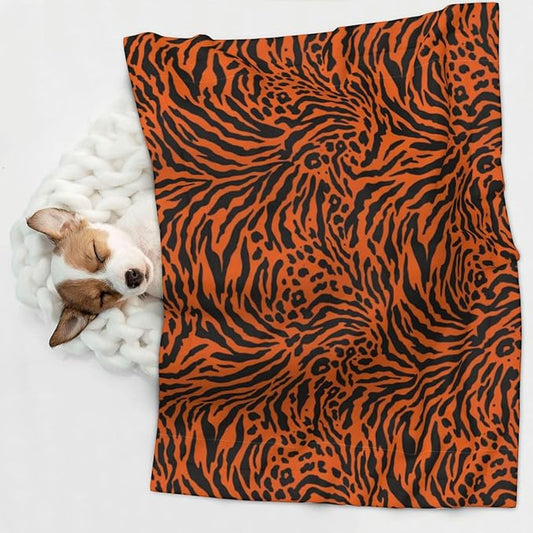 Double Sided Plush Pet Blanket for Small Large Animals, 3D Realistic Cheetah Leopard Print, Reversible Throw with Dimpled Dot Side and Flat Side for Kennels Living Rooms