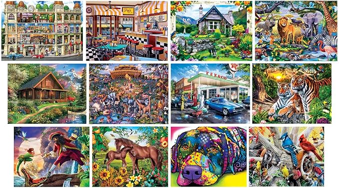 MasterPieces 12 Pack Jigsaw Puzzles for Adults, Family, Or Kids - Artist Gallery 12-Pack Bundle - 500, 300, and 100 Piece Puzzles | 12 pack jigsaw puzzles for adults, families & kids with 500, 300 & 100 piece art puzzles for game night, gifts & relaxin...