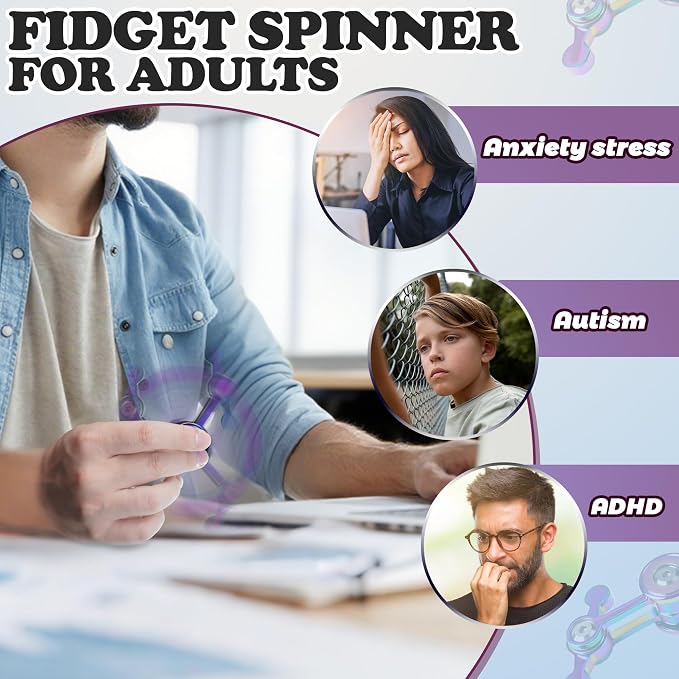 Fidget Spinner Toys for Adults Teen Boy, Metal Silent Figette Office Desk Toy Quiet Cool Gadgets Stuff Gifts for Teen Kid Anxiety Stress Relief Sensory ADHD Teacher Must Have