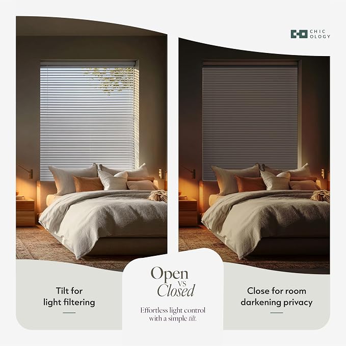 CHICOLOGY Cordless Mini Blinds for Indoor Windows, 60.5" W x 60" H, Light