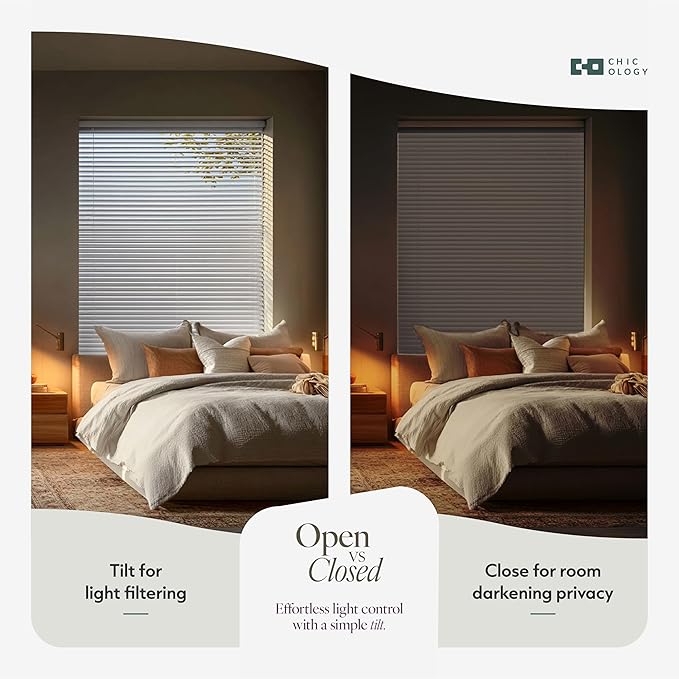 CHICOLOGY Cordless Mini Blinds for Indoor Windows, 38.5" W x 48" H, Light