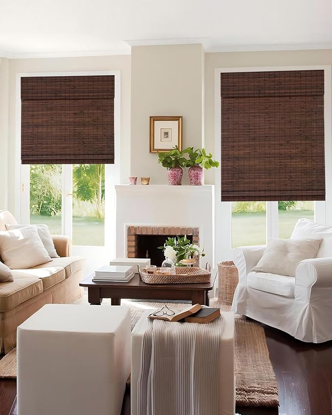 32''W X 72''H Cordless Bamboo Roman Shades