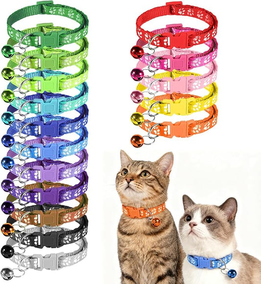 Breakaway Cat Collars with Bells, 16 PCS Breakaway Cat Collars Reflective Safety Kitten Collar Adjustable for Cats Small Dogs, Mixed Colors