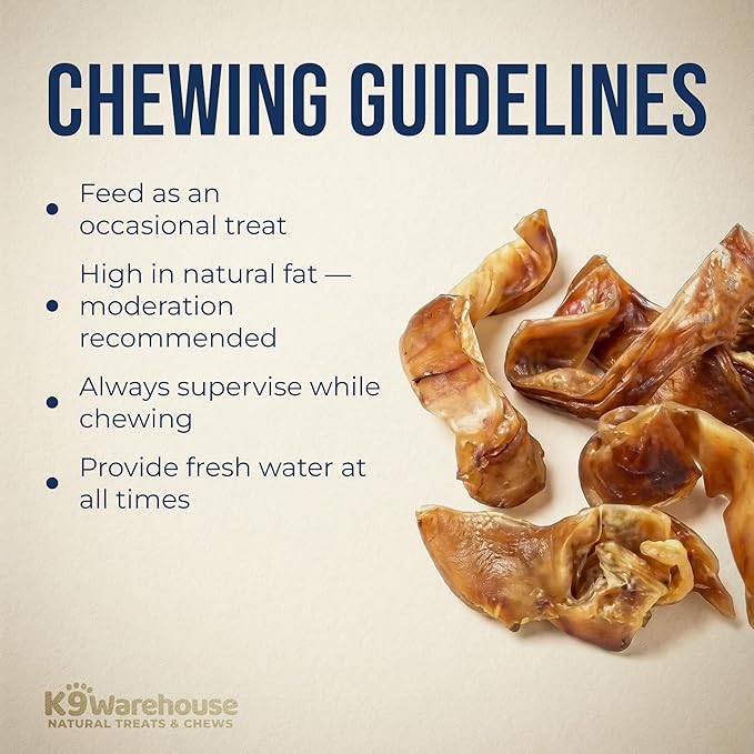 K9warehouse Pig Ears Strips - 32oz USA Packed - Natural Bulk Pig Ear Slivers - Treats Made of 100% Pure Pork - Alternative to Rawhide Chews - Thick Cut Pigs Ear Dog Treats for Small to Large Dogs