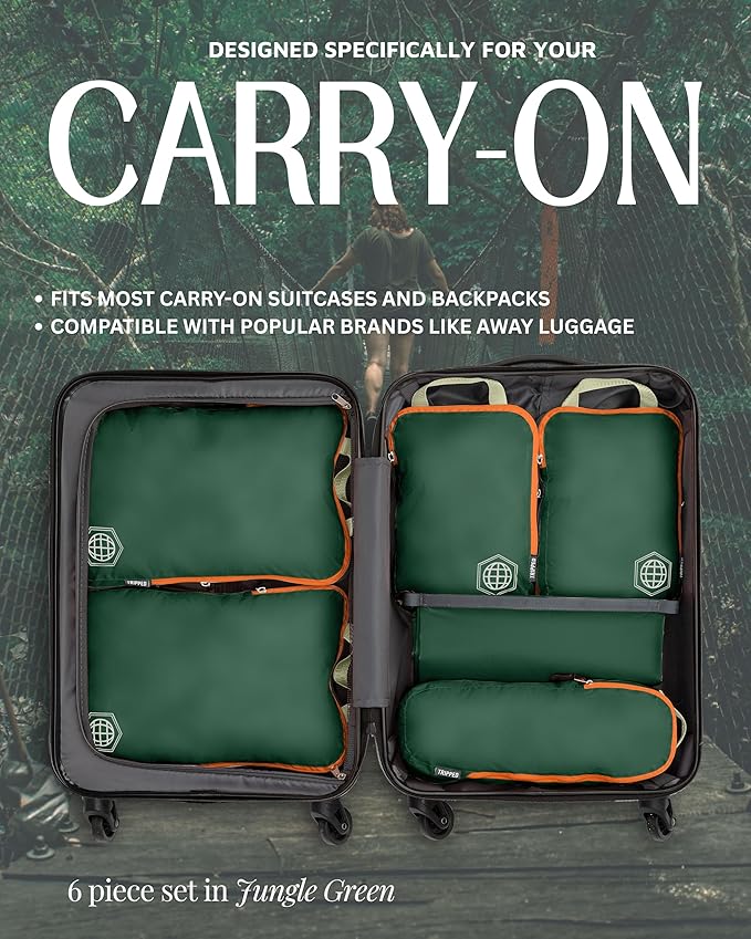 Compression Packing Cubes Set for Travel - Lightweight, Durable Clothes Organizer for Carry-On Luggage and Suitcases by TRIPPED Travel Gear