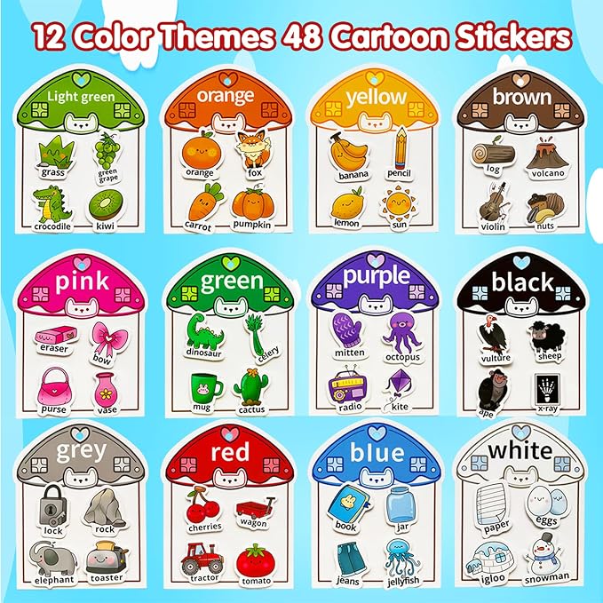 Montessori Busy Book Color Sorting Toys for Toddlers 3-5, Autism Educational Toys Preschool Learning Activities for Kids, Sensory Fine Motor Matching Games for 3 Year Old Boys Girls Gifts