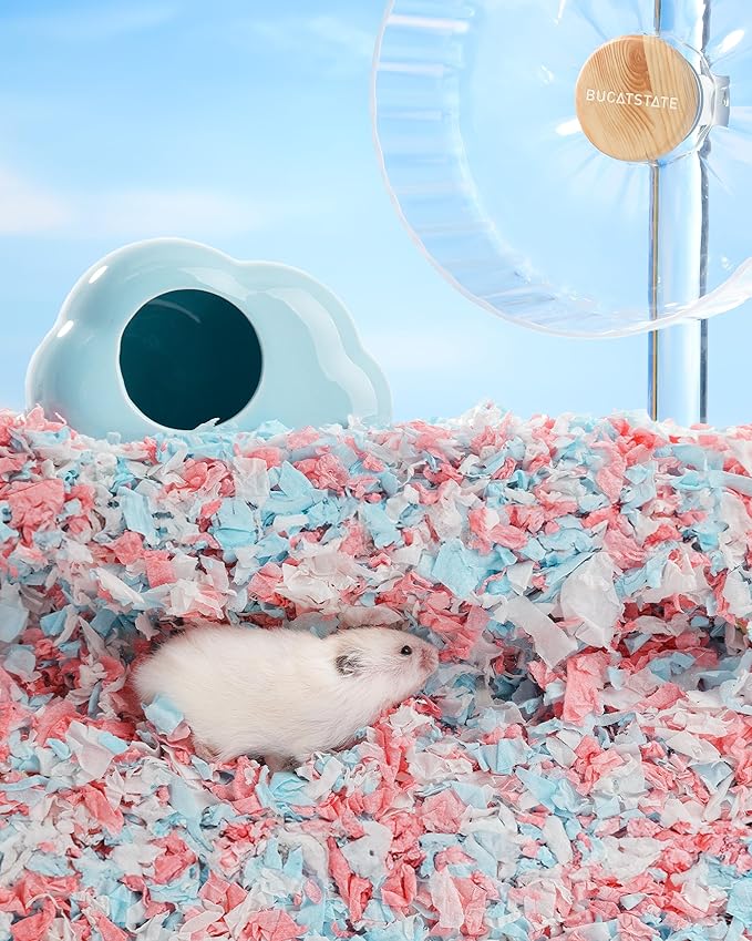 BUCATSTATE Hamster Bedding 101L, 99% Dust-Free Guinea Pig Bedding Odor Control Paper Bedding, Cozy Small Animal Bedding for Rabbit Rat Syrian Dwarf Hamsters Gerbils (Pink)