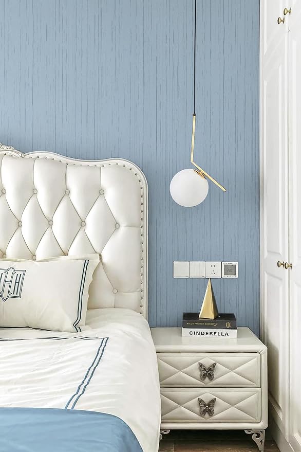 Dviolet 15.7in x 393in Blue Textured Fabric Wallpaper