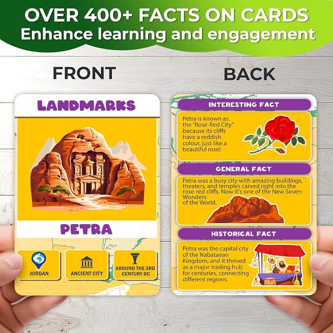 World Map Puzzles for Kids Ages 8-10 - 70 Pcs Jigsaw Kids Puzzles Ages 6-8 | 70 Pcs Floor World Puzzle for Kids Ages 8-12 - 50 Cards with 400+ Fun Facts - Continent Shaped Educational Gift for Ages 4-8