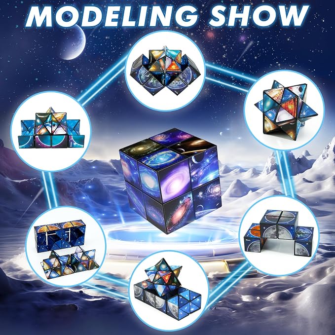 Euclidean Cube Fidget Toys for Kids 2 in 1 Star Cube Magic Cube Puzzle Toys | Fidget Cube for Kids and Adults, Yoshimoto Cube Travel Toys Stress Relief for All Age, Space Gifts for Boys Girls Ages 8-12