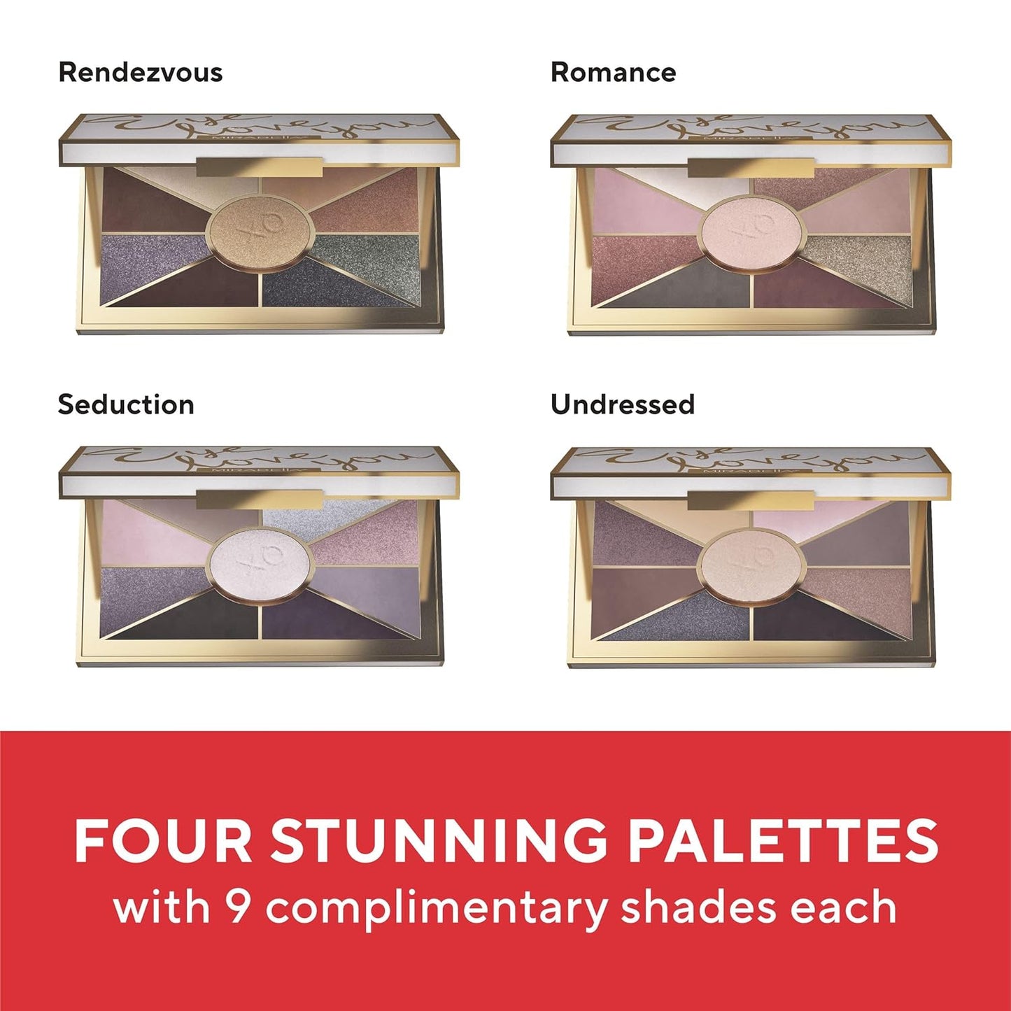 Mirabella Eye Love You Neutral Shimmer Eyeshadow Palette - Makeup Palette w/Ultra Pigmented Pressed Powders, Creamy Matte & Shimmer Brown Eyeshadow Shades - Rendezvous