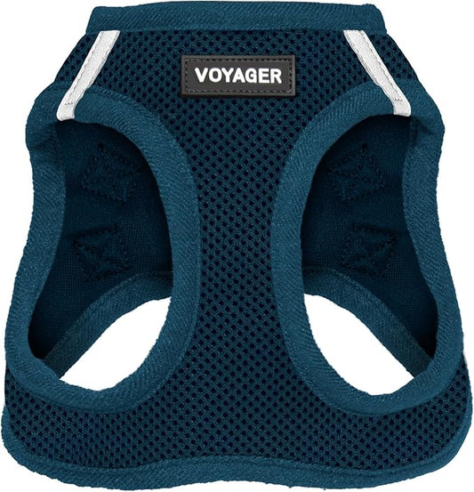 Best Pet Supplies Voyager Step-in Air Harness - All Weather Mesh, Reflective, No Pull Harness for Dogs, Cats - Secure with Hook & Loop Fastener, Buckle, Double D-Rings - Blue, XXS