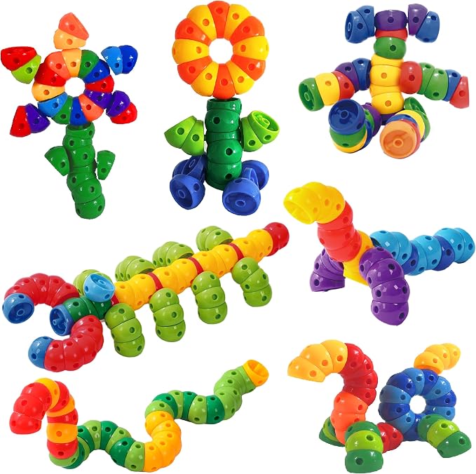 KUTOI Snap n Twist Building Toys - Wocky Blocks - 80 Piece STEM Snap Cubes for Preschool & Elementary School, Tactile Sensory Toys for Boys & Girls, Ages 3+