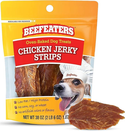 Beefeaters Chicken Jerky Strips for Dogs – Dog Treat. 100% Real Chicken Breast, Grain-Free, No Additives, Perfect for Training & Healthy Growth, Allergy-Friendly