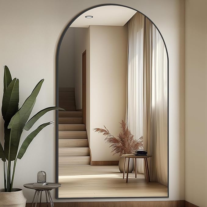Arched Full Length Mirror, Tempered Glass Large Free Standing Mirror