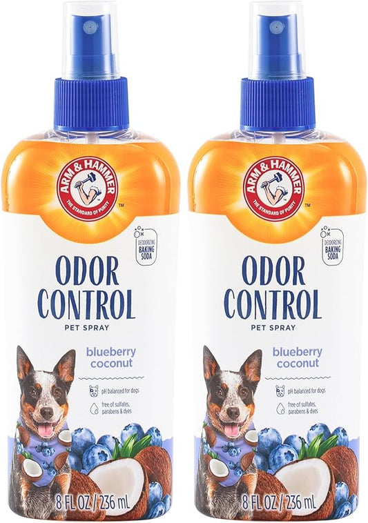 Arm & Hammer for Pets Odor Control Spray for Dogs, Blueberry Coconut, Odor Eliminating Dog Spray, Dog Deodorizer, 8 Fl Oz (Pack of 2)