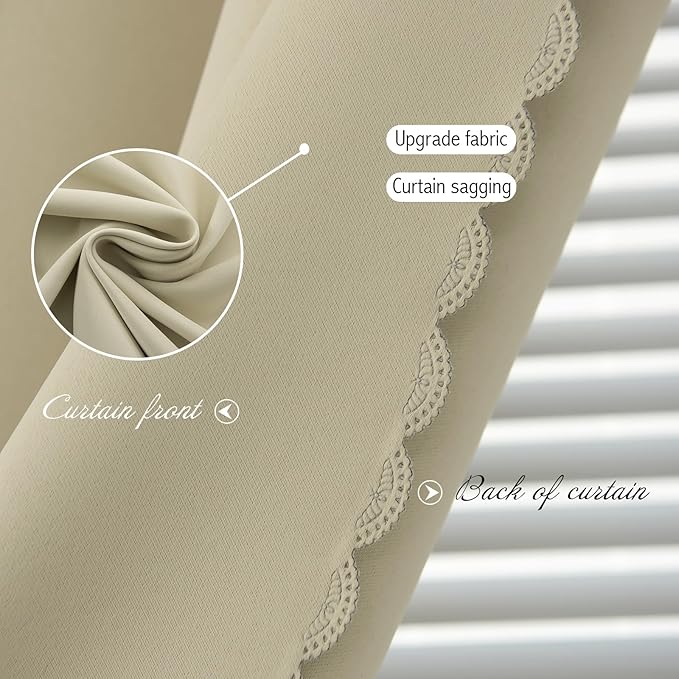 Self Adhesive Portable Blackout Curtains for Bedroom Easy to Install Window Thermal Lnsulated Kitchen Room Darkening Small Window Curtains, Cortinas Para Cuarto, 59"W X 84"L, Beige, 1 Panel