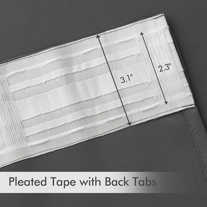 MIULEE Back Tab Grey Blackout Curtains 108 Inch Long 2 Panels Set