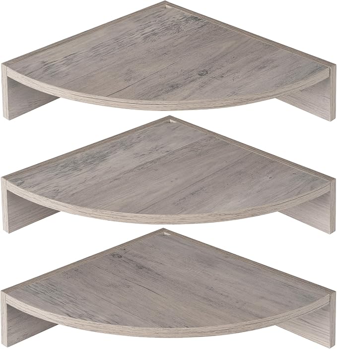 Corner Shelves 3-Pack for Bathroom & Kitchen, Space-Saving Floating Corner Wall