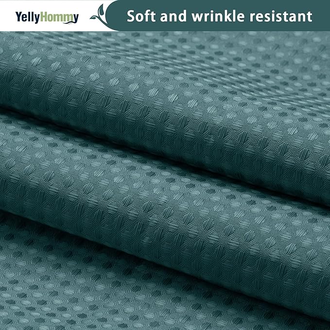 YellyHommy No Hook Shower Curtain with Snap in Liner Set Less Time Waffle Shower Curtain for Bathroom 75" L x 72" W Seaweed Green