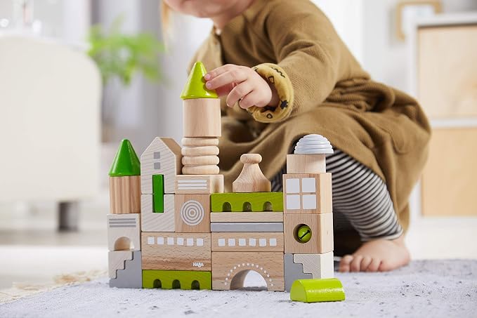 HABA Wooden Block Coburg Set - 28 Piece Building Block Set for Toddlers and Kids - Wooden Stacking Toys Made in Germany, for 18 Months and Up
