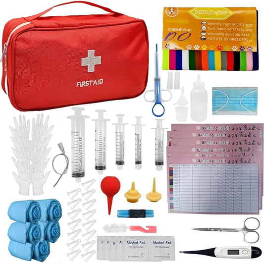 Whelping Kit for Puppies Birth - Reusable Birthing with 77Piece,Birthing Essentials with Emergency Whelping Supplies,Kitten Bottle Feeding kit for New Born Puppy Supplies and Kitten