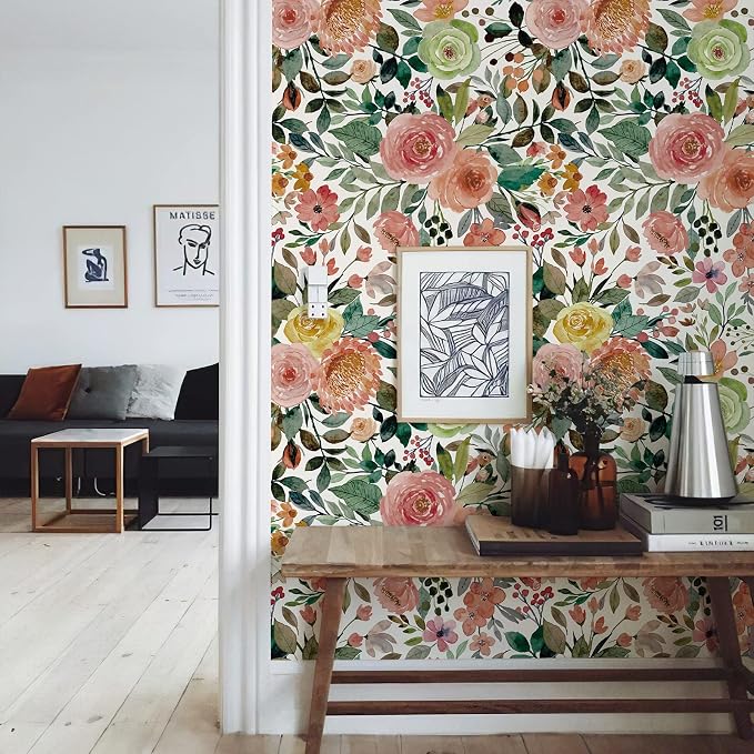 Floral Pattern Self-Adhesive Contact Paper, Oil and Water Resistant Drawer