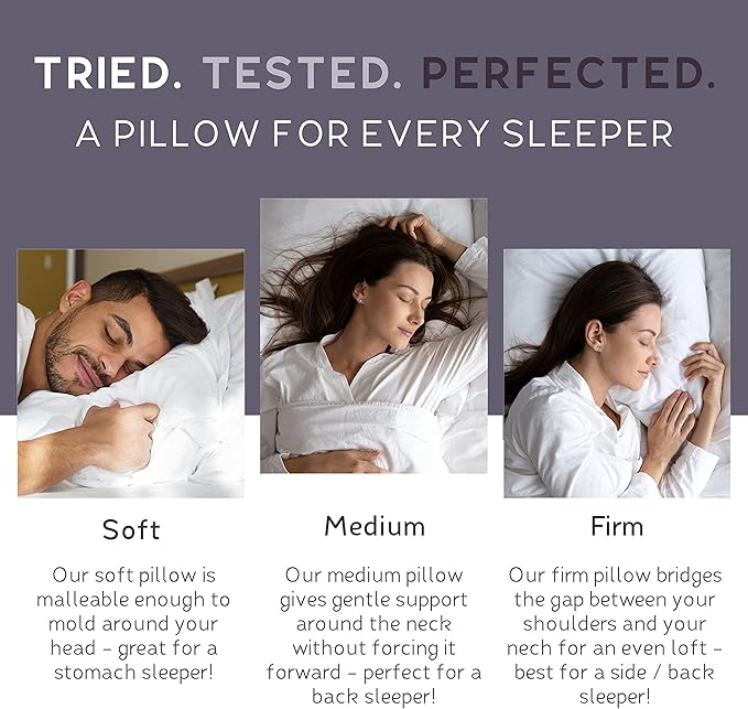 Lincove Cloud Natural Canadian Down Pillow, White Luxury Sleeping Pillow - 625 Fill Power, 100% Cotton Shell, 500 Thread Count, Made in Canada, Queen - Soft, 2 Pack