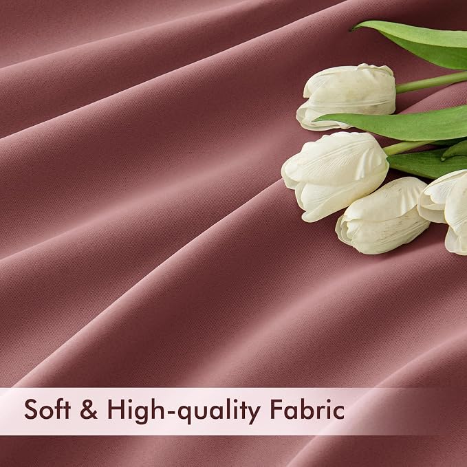 MIULEE Dusty Rose Back Tab Blackout Curtains 120 Inch Long 2 Panels Set