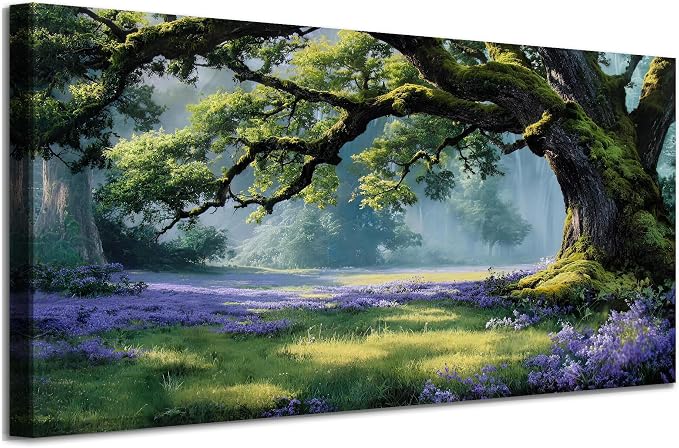 Ardemy Giant Tree Forest Canvas Wall Art 40"x20" Picture – Sunlit Landscape