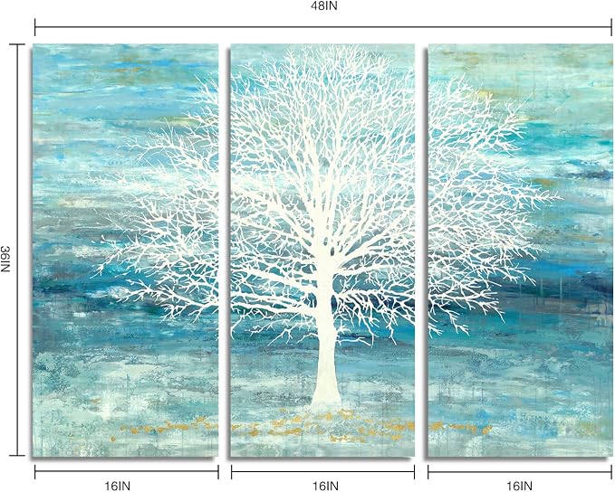 Yihui Arts Teal and Blue Canvas Wall Art