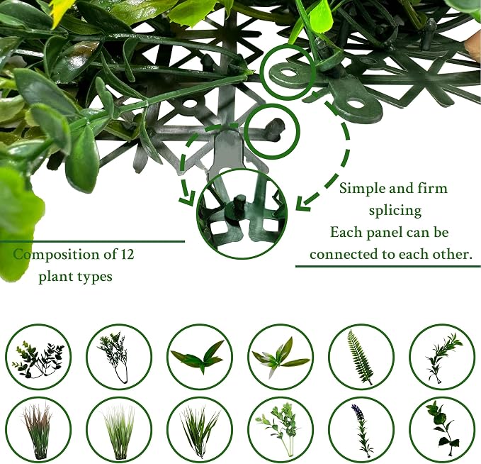 ODTORY Artificial Boxwood Topiary Hedges Panels: 20'' x 20'' 12P UV-Protected