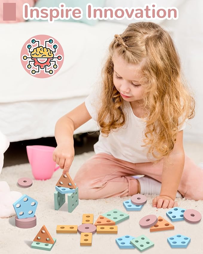 Montessori Toys for 1 2 3 Year Old Boy Girl, Toddler Learning Toys Gifts | Montessori Toy, Toddler Toy 2-3, Boy Girl Birthday Gifts, Wooden Block, Sensory Toy, Puzzle, Shape Sorter, Toddler Activities